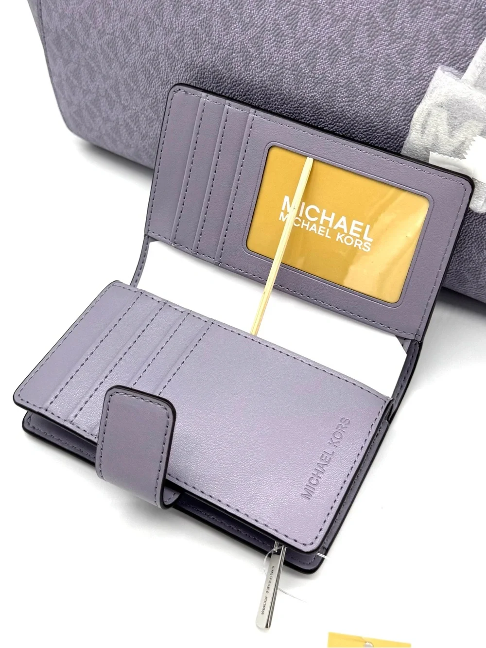 Michael Kors Large Signature Logo Shoulder Bag w Matching Bifold Wallet - Lilac